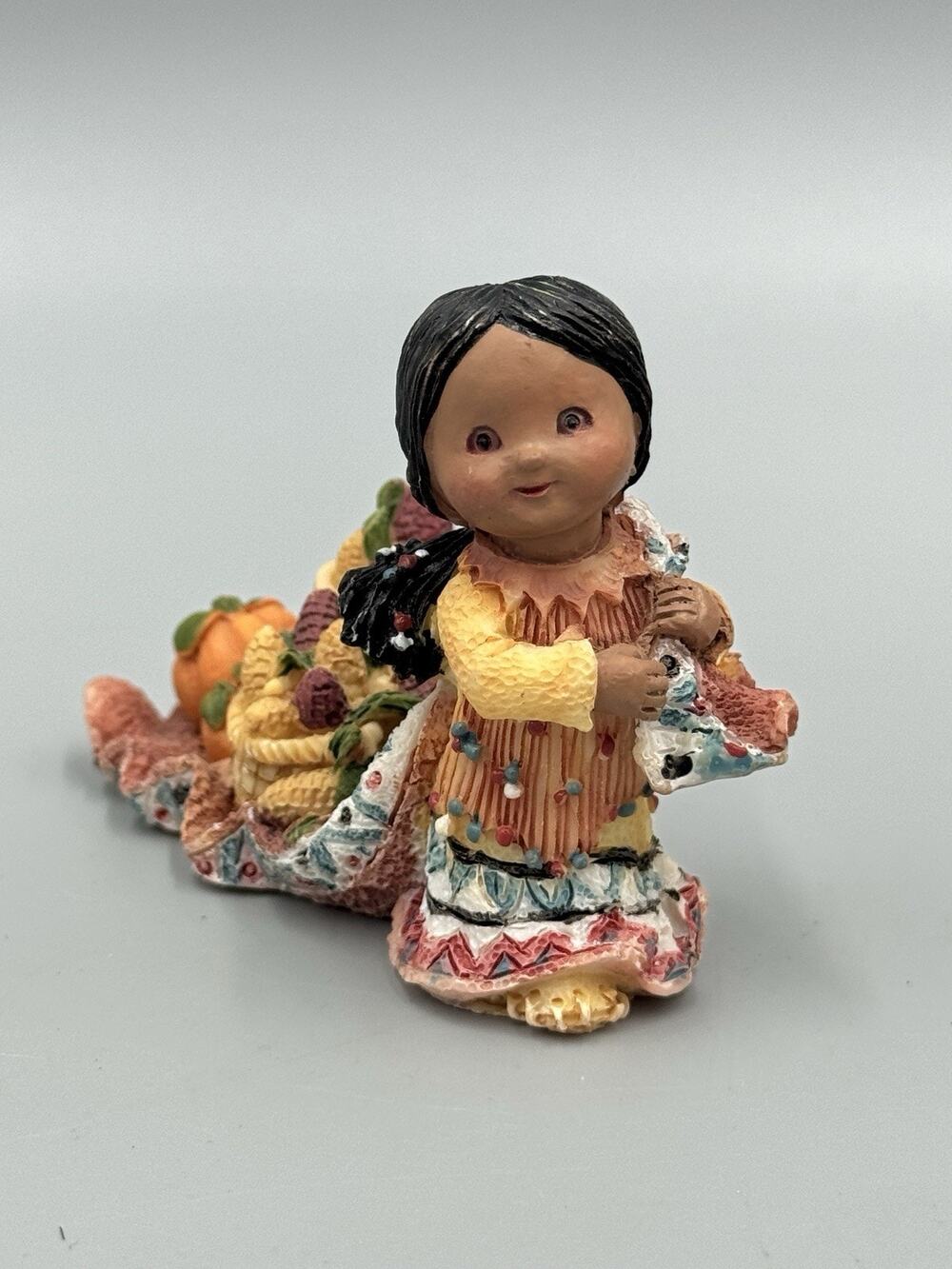 Small Native American Southwestern Style Figurine Pulling Pumpkins Corn 3” Long